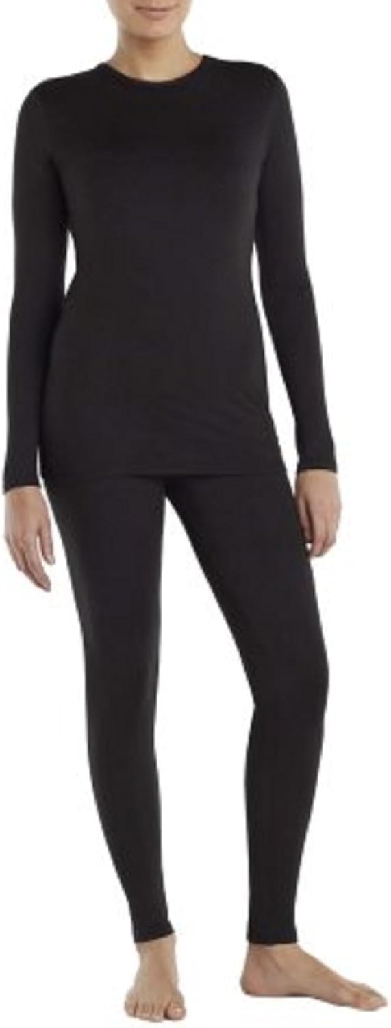 Cuddl Duds ClimateRight by Womens Sueded Warmth Warm Long Sleeve Crew With Thumbholes Top