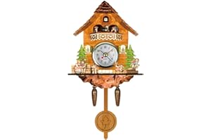 Hztyyier Antique Wooden Cuckoo Clock Traditional Northwest European Auto Swing Pendulum Home Decor Hanging Cuckoo Clock (CM002)