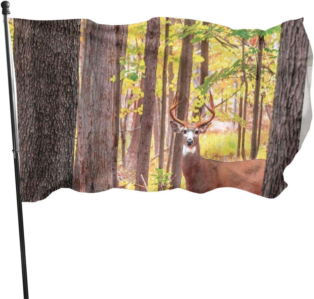 Viplili Banderas Deer Shower Curtain Whitetail Antlers Natural Forest Decorative Garden Flags