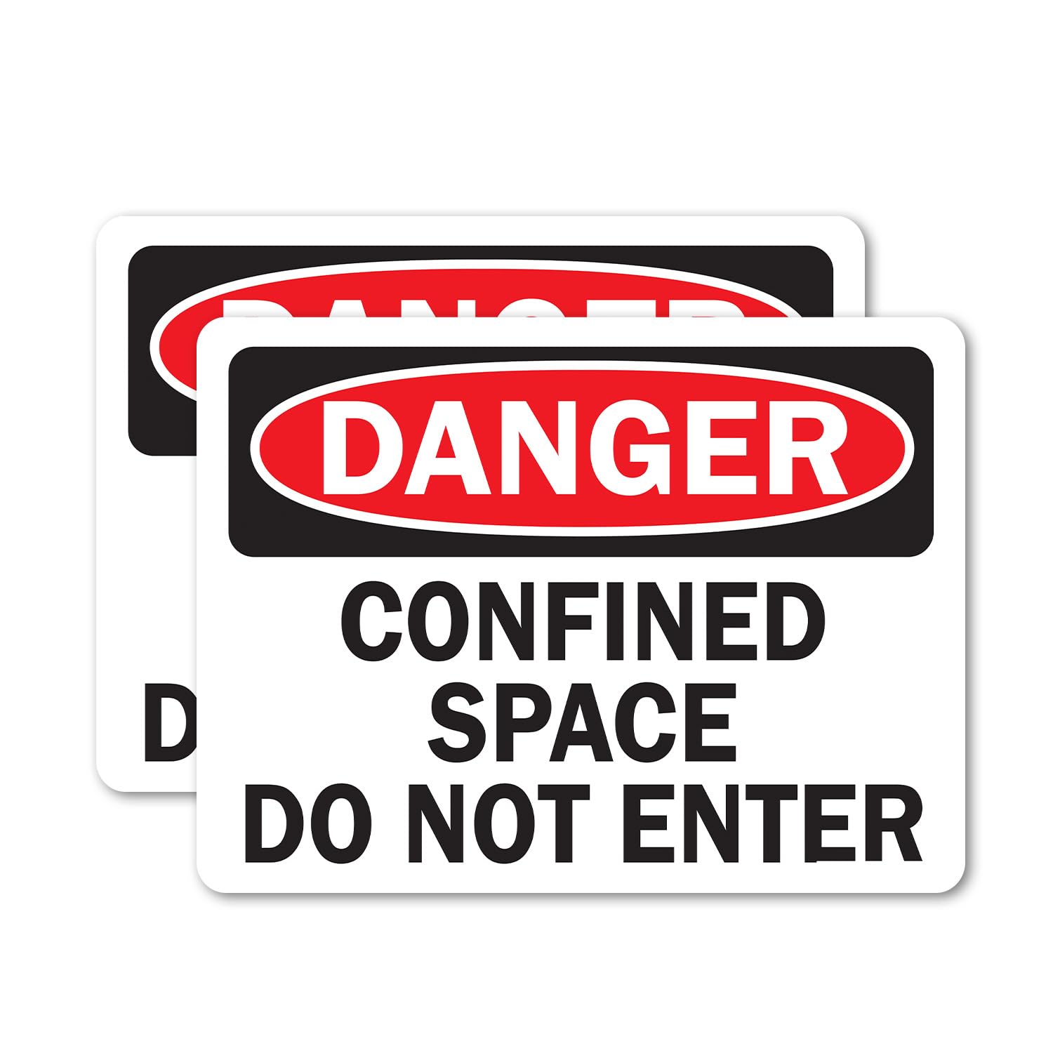 Photo 1 of (2 Pack) Confined Space Do Not Enter OSHA Danger Sign 14 Inch X 10 Inch Vinyl Label Decal Sticker Weather Resistant, UV Protected for Workplace, Business, and Construction Site, Made in the USA