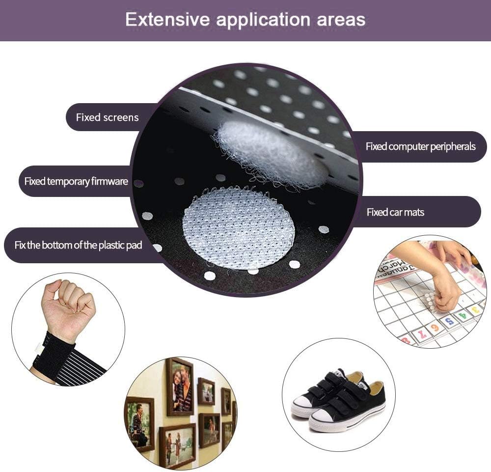 1200pcs Dots Self Adhesive, 600 Pair 10mm Hook and Loop Tape Self Adhesive Double Sided Sticker Round Dot Coins Tapes Super Sticky for Home, School, Office (White) - Image 4