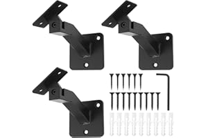 RealPlus Adjustable Handrail Brackets Heavy Duty Steel Swivel Hand Rail Brackets for Staircase Stair Railing, Pack of 3