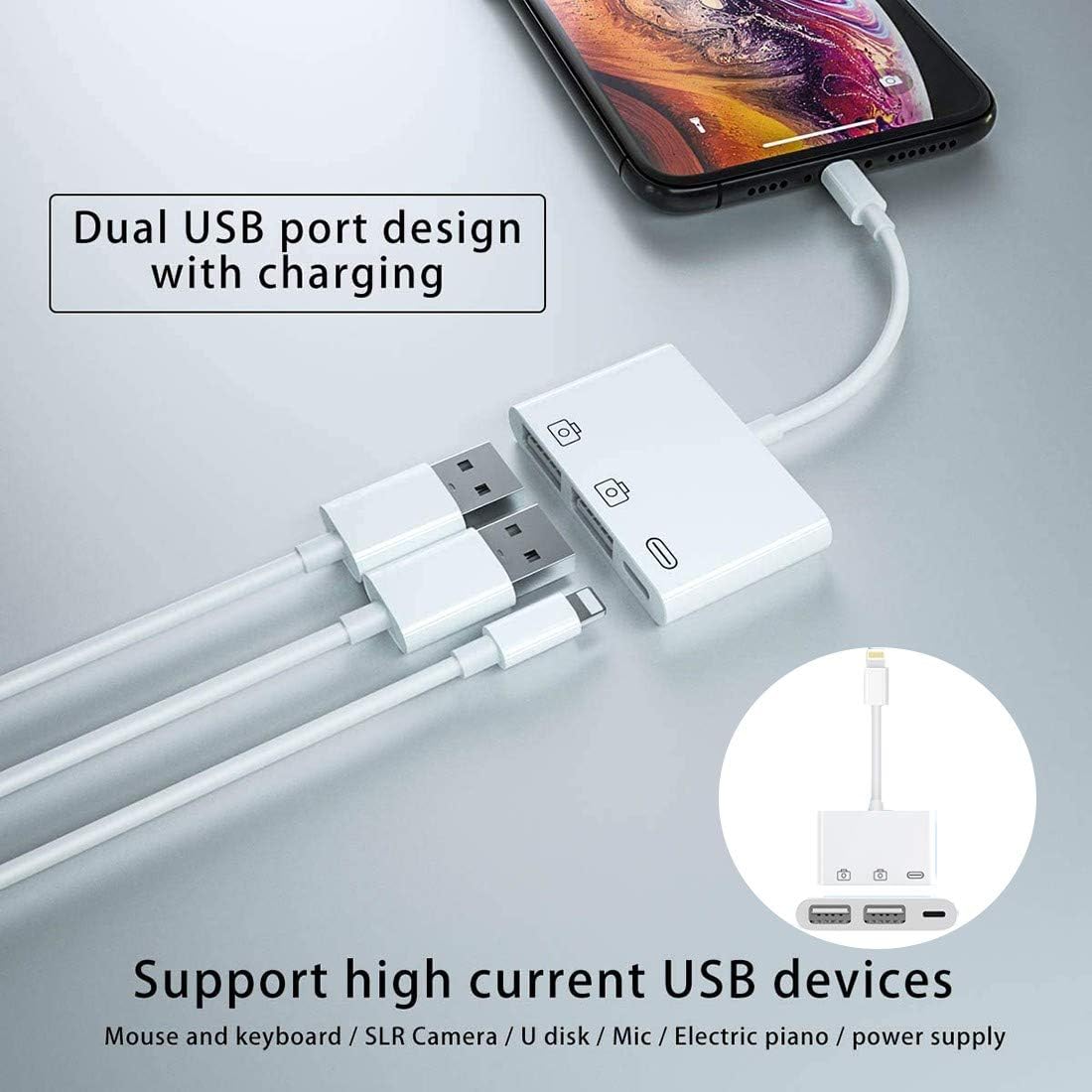 ADATTATORE LIGHTNING A DOPPIO LIGHTNING AUDIO IPOD IPAD IPHONE AD-IP04