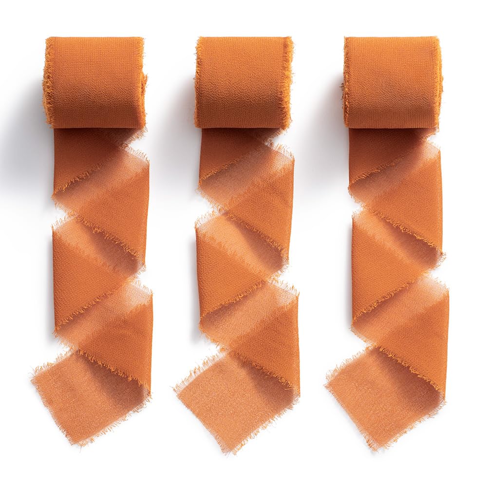 MORSUNBELA Chiffon Ribbon Terracotta Gift Ribbon Wide 38 mm Bow Ribbon Wedding Chiffon Decorative Ribbon 19.2 m
