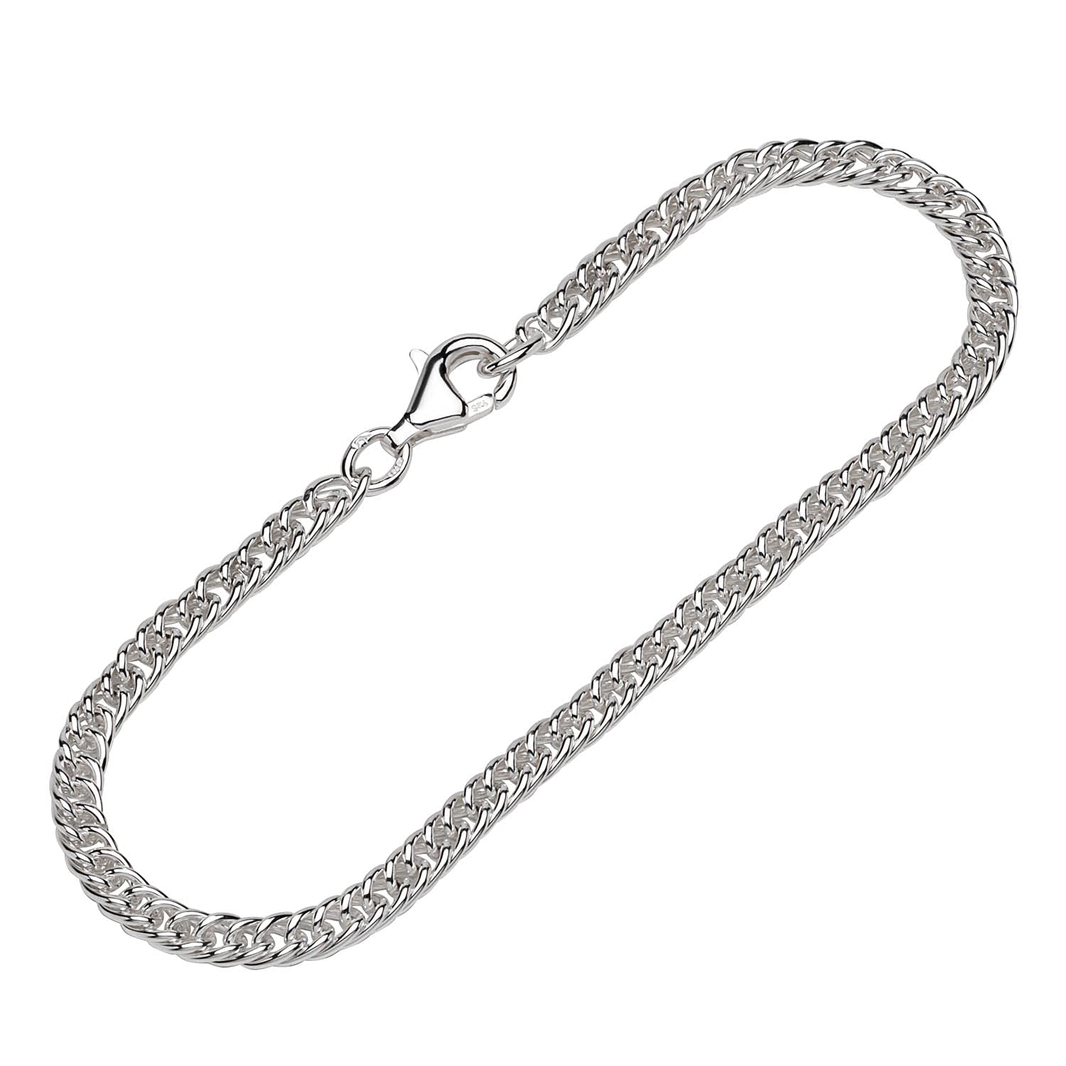 NKlaus bracelet 925 sterling silver 19cm double curb chain round unisex exquisite 12626