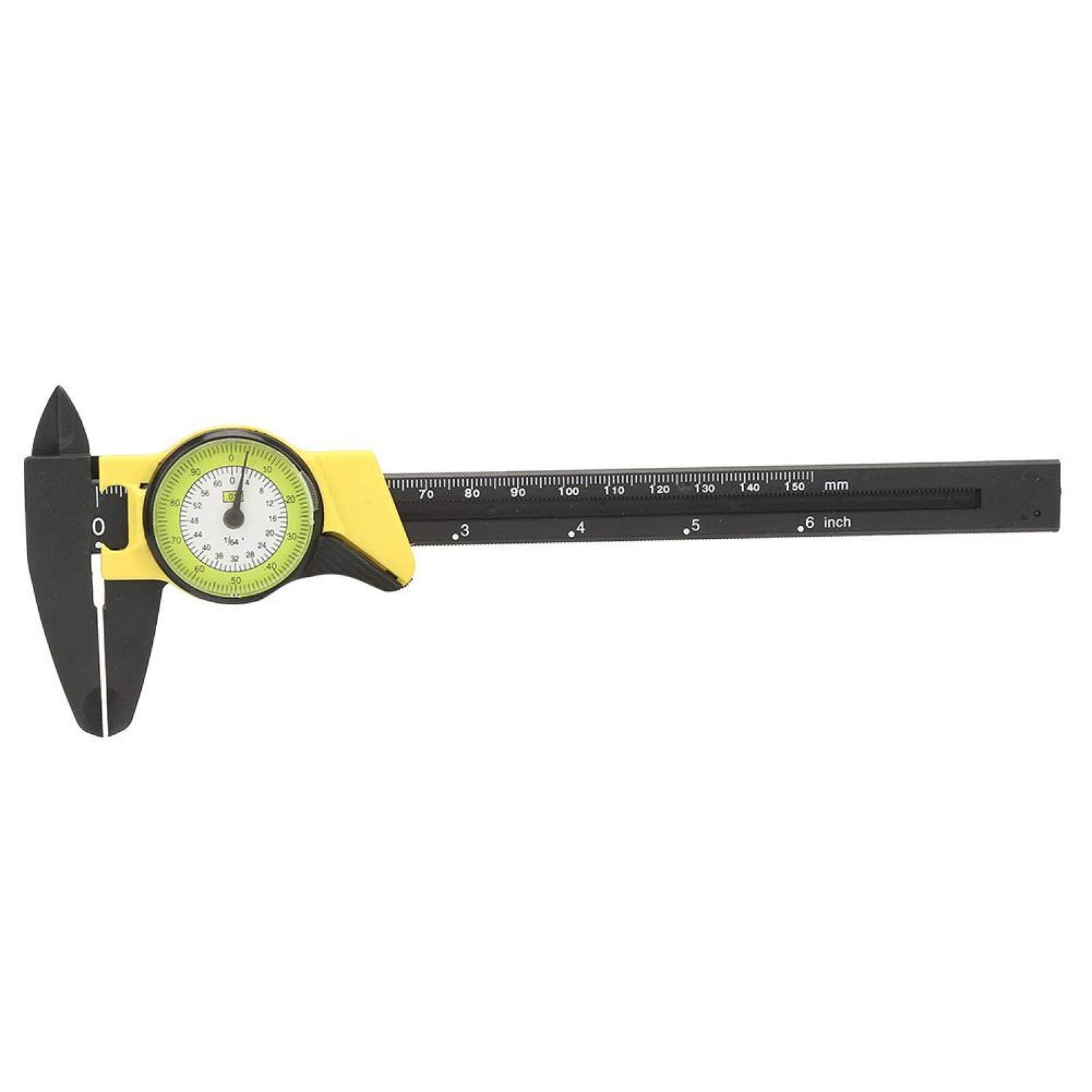 Dial Caliper, 150mm Digital Vernier Caliper 0-6" Range with 0.001" High Precision Industry Stainless Steel Vernier Caliper Shockproof Metric Measuring Tool(Yellow)