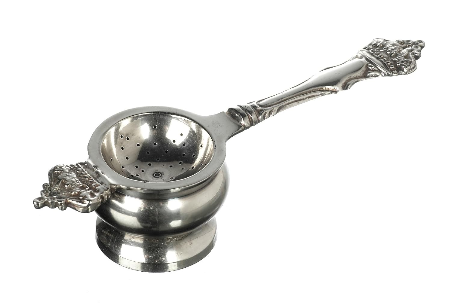 Antique Style Tea Strainer With Holder Bowl Silver Brass Amazon.co.uk Kitchen & Home