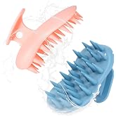 PHOVSUV 2pcs Shampoo Brush Hair Scalp Massager,100% Silicone Scalp Scrubber,Scalp Exfoliator for Stress Relax Hair Growth(Blue+Orange)