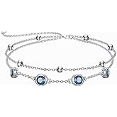 Dorunmo 925 Sterling Silver Birthstone Anklet Bracelets for Women Birthday Mother's Day Jewelry Gifts for Wife Girlfriend Mother Her