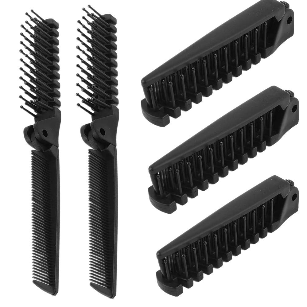 5 Pack Folding Hair Brush, Portable Travel Hair Comb, Plastic Folding Detangling Anti-static Hair Brush, Collapsible Pocket Hair Comb, 8.5 x 0.5 inch