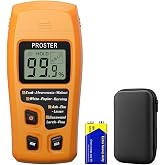 Proster Wood Moisture Meter 4 Modes 0-99.9% for Wood/Paper/Firewood | Pin-type Moisture Tester Range: 0-99.9% Accuracy&plusmn;0.5%, 0.1% Resolution 4Modes for 28 Wood Species Data Hold Auto Power Off