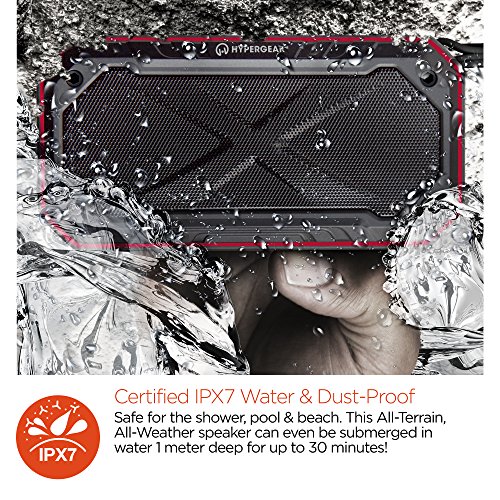 HyperGear Sound Storm All-Terrain HD Bluetooth Wireless Speaker. Mounts On Bicycles, Motorcycles, Strollers & More. Built-in microphone, 8 hr Playtime. Premium Sound For iPhones, Smartphones & More