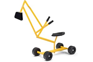 Costzon Kids Ride on Sand Digger with Wheels, Heavy Duty Steel Digging Scooper Excavator Crane with 360° Rotatable Seat for Dirt, Snow, Beach, Outdoor Sandbox Play Toy