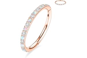 GAGABODY 20G 18G 16G 14G 6mm-12mm 316L Surgical Steel Piercing Jewelry Hinged Seamless Earrings Clicker Hoop Piercing Rings for Cartilage Helix Rook Septum Daith Tragus Lobe CZ/Opal/Shell/Turquoise