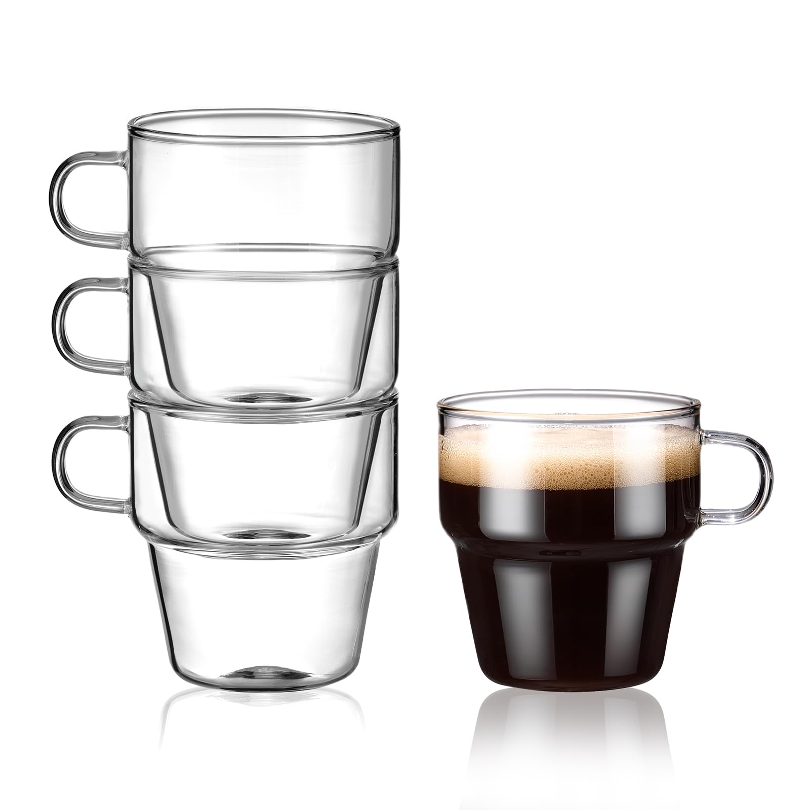 Photo 1 of  *ONLY 3*  Espresso Cups Stackable Espresso Cups 4.3oz, High Borosilicate glass coffee cups, Espresso Machine Accessories
