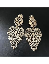 Peony.T - Pendientes de filigrana para mujer, diseño de encaje, color dorado, aleación, 43213-92553