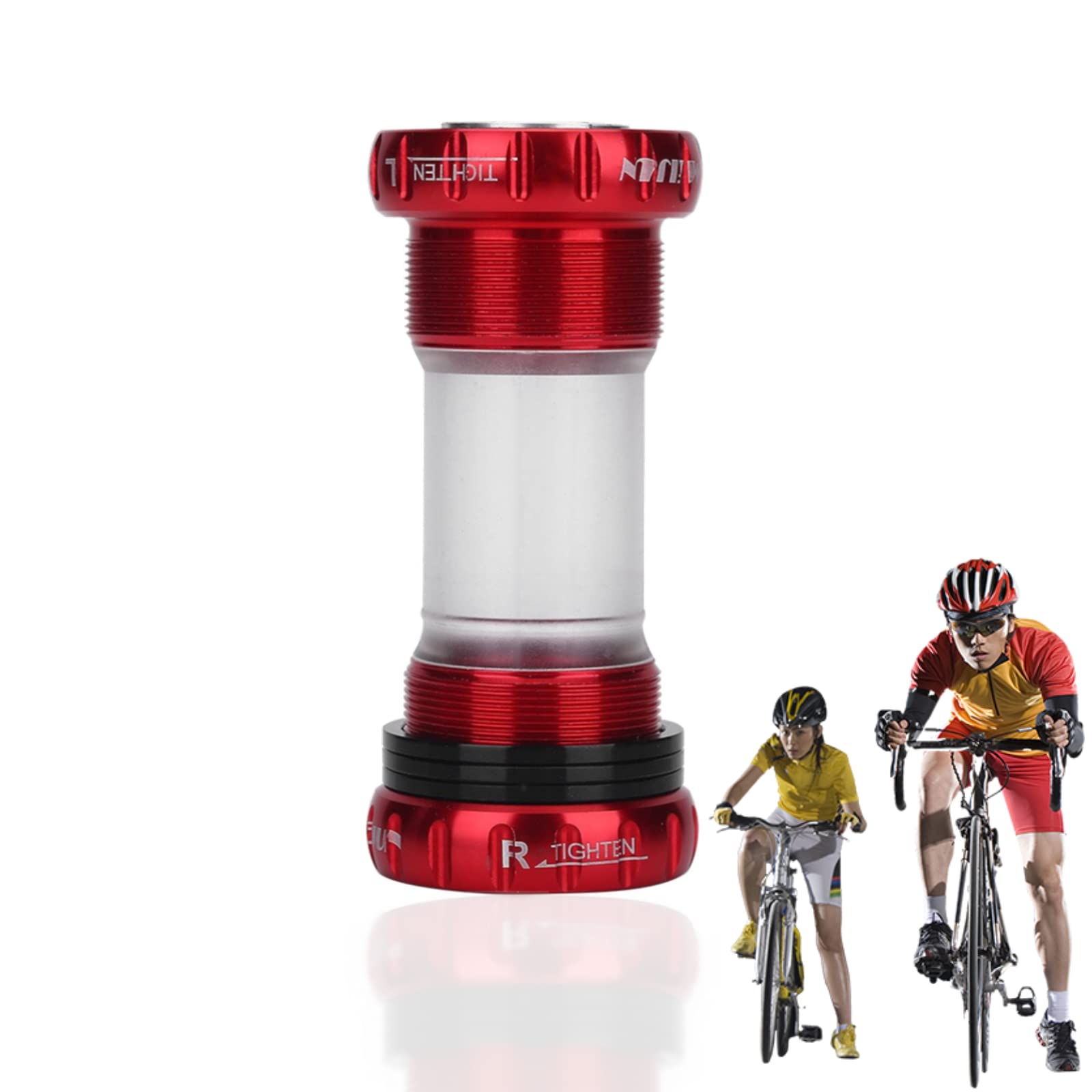 Dioche Bicycle Bottom Bracket, Metal Crankset Bearing, Mountain Bike Chain Wheel Bottom Bracket Thread Integrative Crankset Bearings for 68-73mm (Red)