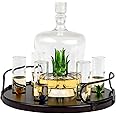 Tequila Decanter Tequila Glasses Set with Agave Decanter and 6 Agave Shot Glass With Stand, Perfect for Gifts for Tequila Lovers, 750mL Bottle, 3 OZ Shot Glass Party Decorations Cinco De Mayo (Agave)
