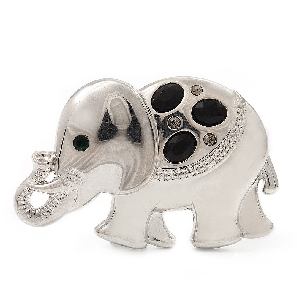 Rhodium Plated 'Elephant' Brooch