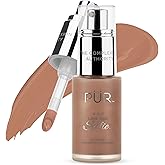 PÜR MINERALS 4-in-1 Love Your Selfie Foundation & Concealer - Longwear Full Coverage Liquid Makeup Foundation with Hydrating Blend for Refined-Looking, Natural Beauty Glow, Skin Texture & Tone
