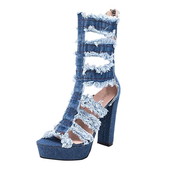 denim gladiator sandals