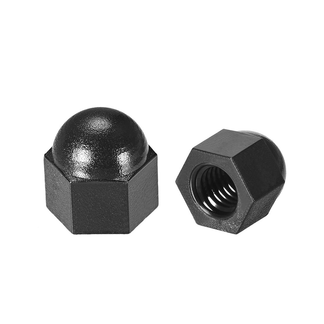 sourcing map M6 Cap Nut, Hex Acorn Dome Head Nuts for Screws Bolts Nylon Black 30 Pcs
