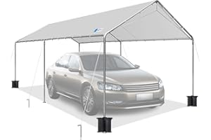 SAILARY 10x20 ft Heavy Duty Car Canopy Galvanized Frame Carport Outdoor Party Tent Boat Shelter with Reinforced Structure, No Sidewall - Light Grey