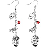 OKEYCH Horror Book Inspired Gift Skull and Heart Earrings Horror Bookish Fandom Jewelry Cosplay Merch