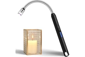 LcFun Candle Lighter with 360° Flexible Neck & Safety Lock, Windproof USB Rechargeable Electric Lighter, Flameless Arc Long Lighters for Grill, BBQ, Camping, Fireplace, Stove