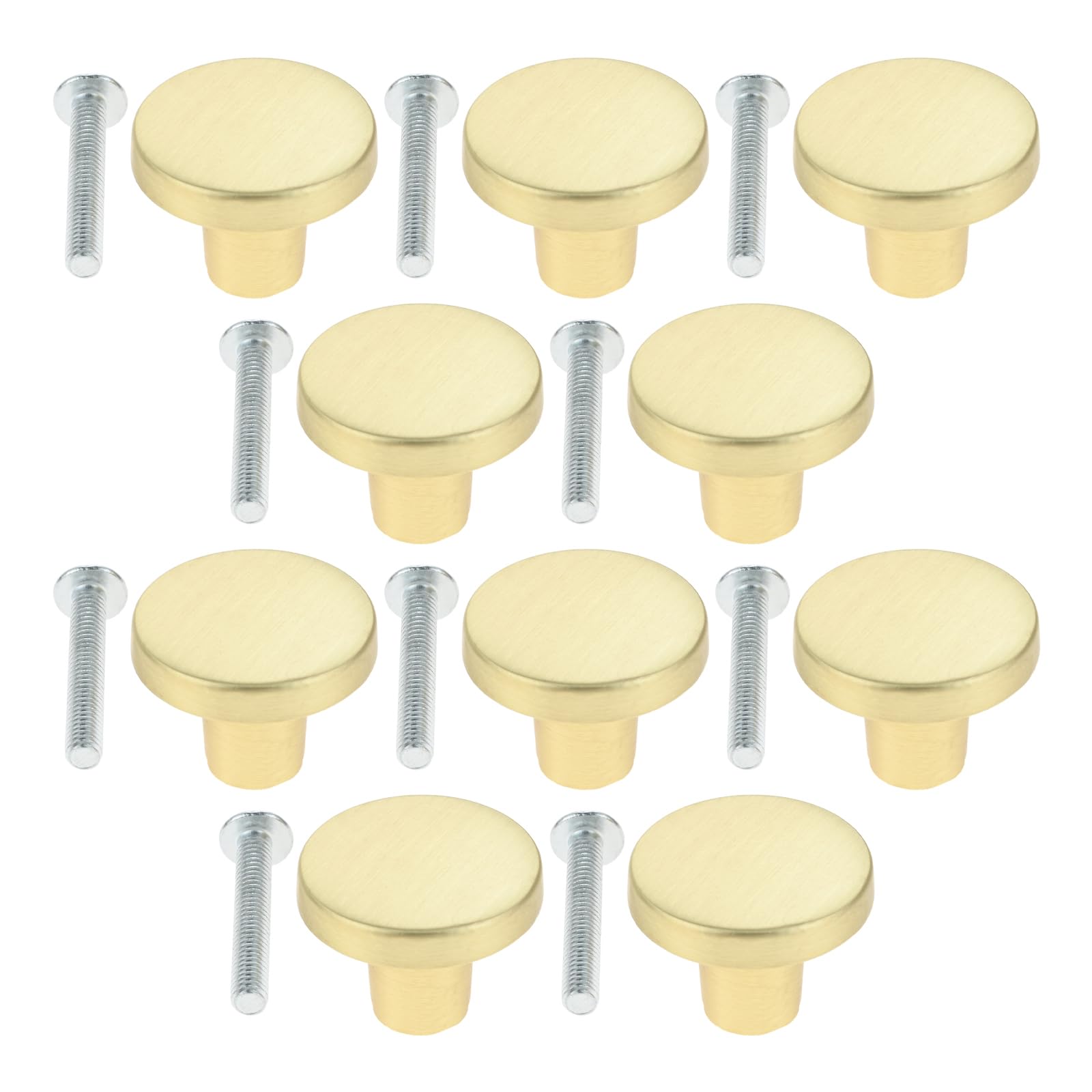 Yetaha 10Pcs Brass Drawer Knobs, Round Door Knobs, Gold Brass Hardware Cupboard Knobs for Chest of Drawers with Screws