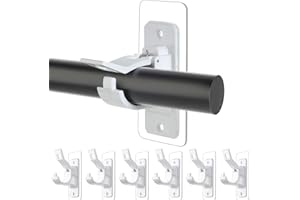 ANTIMBEE 6-Pack No Drill Needed Curtain Rod Holders Brackets, Self Adhesive Rod Holder Hooks, Multipurpose Nail Free Stick on Curtain Rod Hooks-White