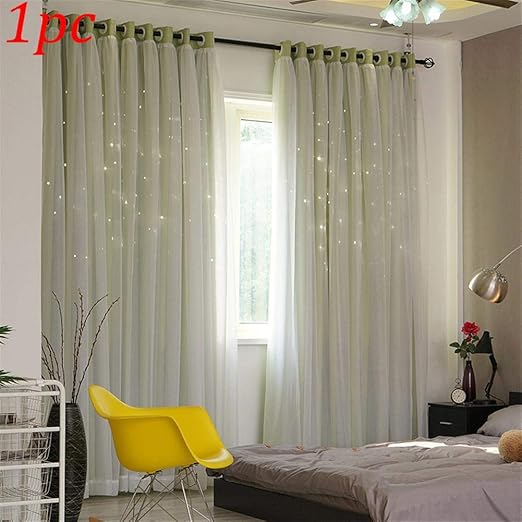 Amazon Com Decwang Double Layer Gauze Stars Curtains Hollowed Out