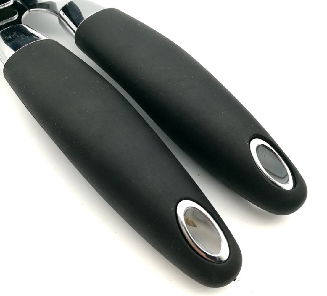 ixaer Strong Stainless Steel Can Opener With TPR Handle, Canned Tool, Multi-functional Rubber Handle Opener, Smooth Edge and Heavy Duty, Build in Durable Bottle Opener and Lid Lifter