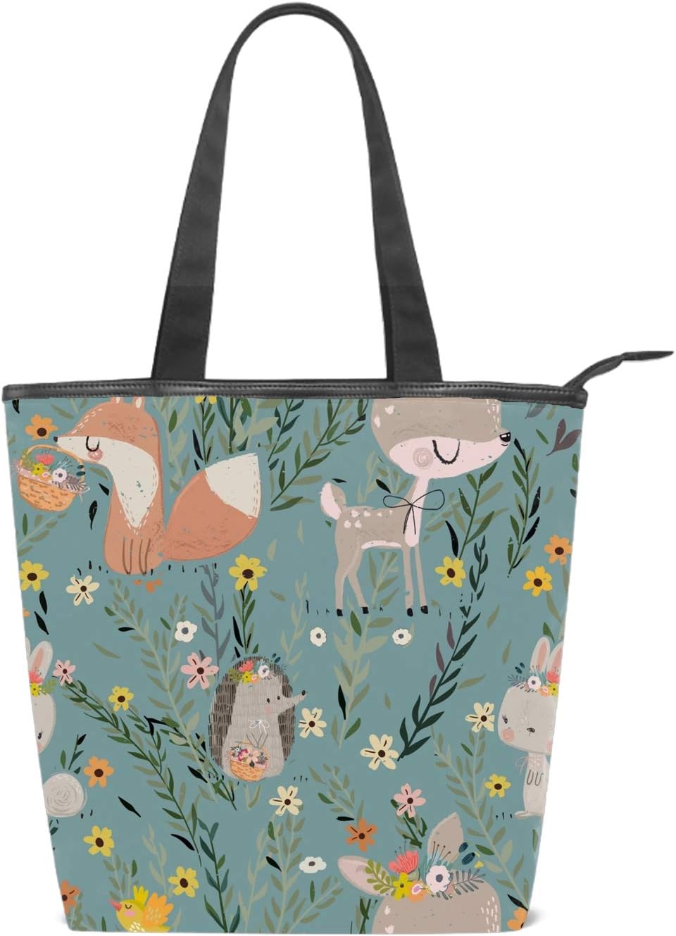 Cute Animals Printing Canvas Shoulder Bag Retro Casual Handbags Messenger Bags