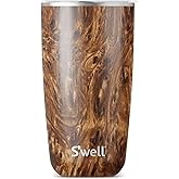 S'well Stainless Steel Tumbler with Slide-Open Lid, 18oz, Teakwood, Triple Layered Vacuum Insulated Containers Keeps Drinks Cold for 12 Hours and Hot for 4, BPA Free