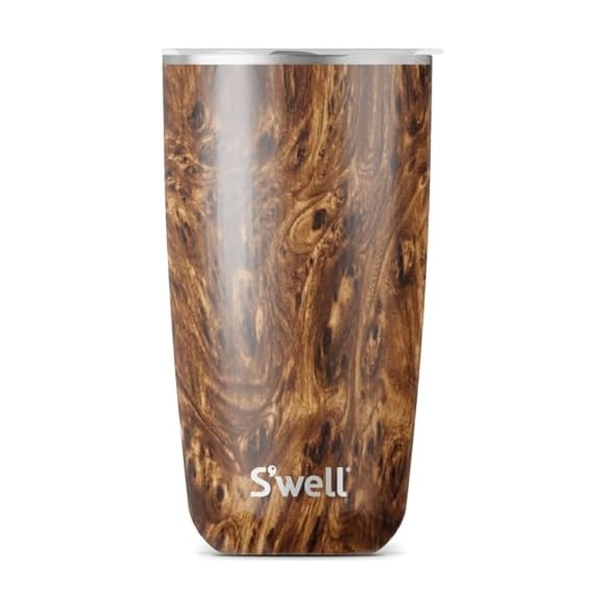 S'well Tumbler with Lid, 530ml, Teakwood, BPA/BPS-Free Vacuum Triple-Insulated Travel Cup with Slide-Open Lid — image 1