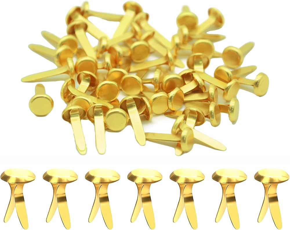 Siqian Split Pins Gold Pastel Mini Brads 50 Pcs Craft Pins DIY Scrapbooking