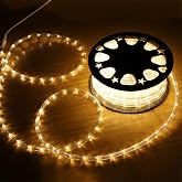 HuiZhen 100ft LED Rope Lights, 720Led Warm White Rope Lights for Outside, Connectable Rope Light, Indoor Outdoor Rope Lights Waterproof for Party, Wedding, Background, Trees, Pool, Eaves Decorations