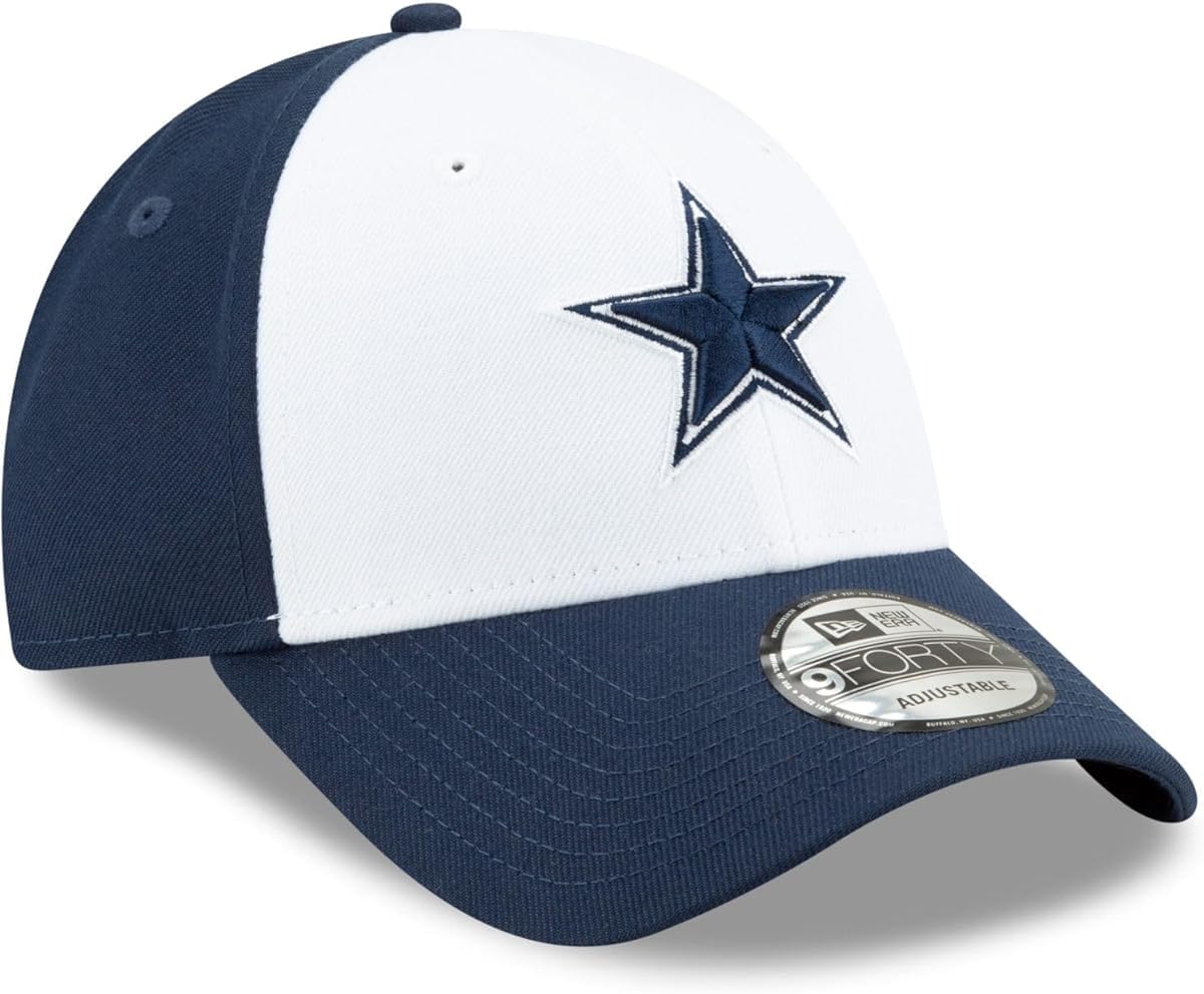 New Era NFL The League 9FORTY Adjustable Hat Cap One Size Fits All (US, Alpha, One Size, Dallas Cowboys White Navy)