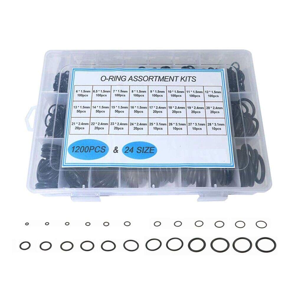 Rubber O-Ring 1200pcs Nitrile O Ring Metric 24 Sizes 6-28mm Washer Gaskets Seal Assortment Kit for Plumbing Sump Plug Auto Tap Repair — image 1