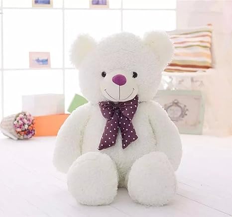VERCART Bonbonfarben Weiß Modisch Riesen Teddybär Größe 120cm mit bogen Krawatte
