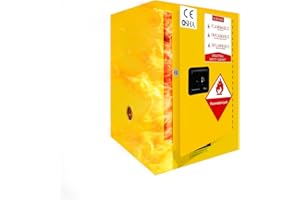 POWKOL Flammable Storage Cabinet 18.11" x 18.11"x 35.5", Galvanized Steel Flammable Safety Cabinet, Fire Proof Cabinets Yellow for Industrial Instruments Protection Supplies Cabinet