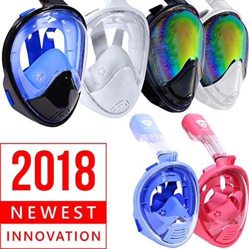 Face Snorkel Mask - Scuba Diving Face Mask - 180 Panoramic Seaview Snorkel Mask - Best Full Face Mask - Face Snorkel Mask for Women Men Kids Boys Girls Adult Children - Underwater Surface Snorkeling