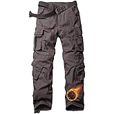 TRGPSG Men's Fleece Lined Hiking Pants Camo Ski Pants Outdoor Ripstop Winter Casual Cargo Pants with 8 Pockets