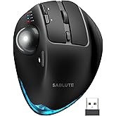 SABLUTE Ergonomic Wireless Trackball Mouse, Adjustable 0°/18° Angle, Thumb Control, Quiet Clicks, 3 Multi-Device Bluetooth & USB Receiver, Rechargeable Mouse for Office, Windows Mac