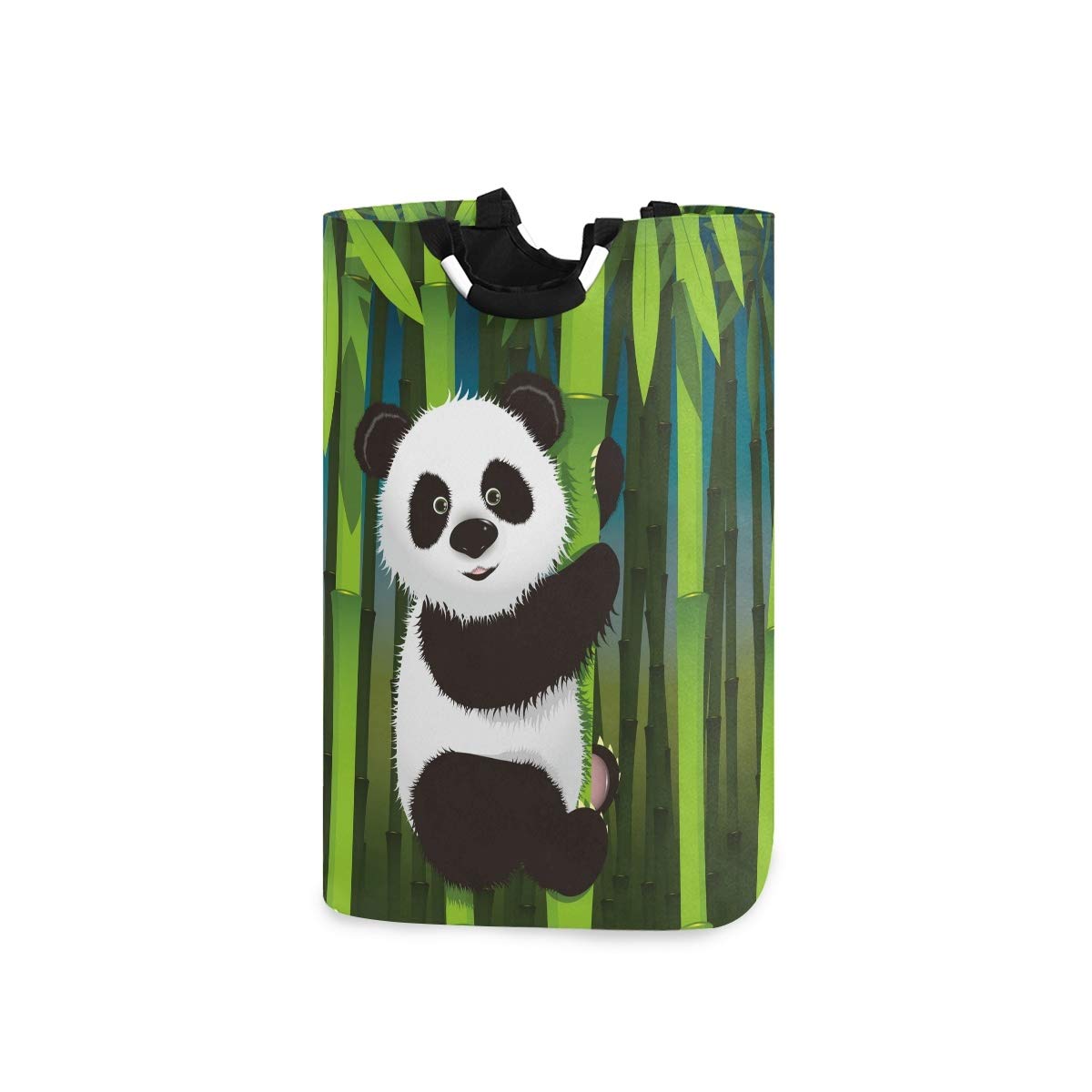 Mnsruu Curious Panda Laundry Basket Collapsible Bamboo Fabric Laundry Hamper Washing Bin Folding Clothes Bag