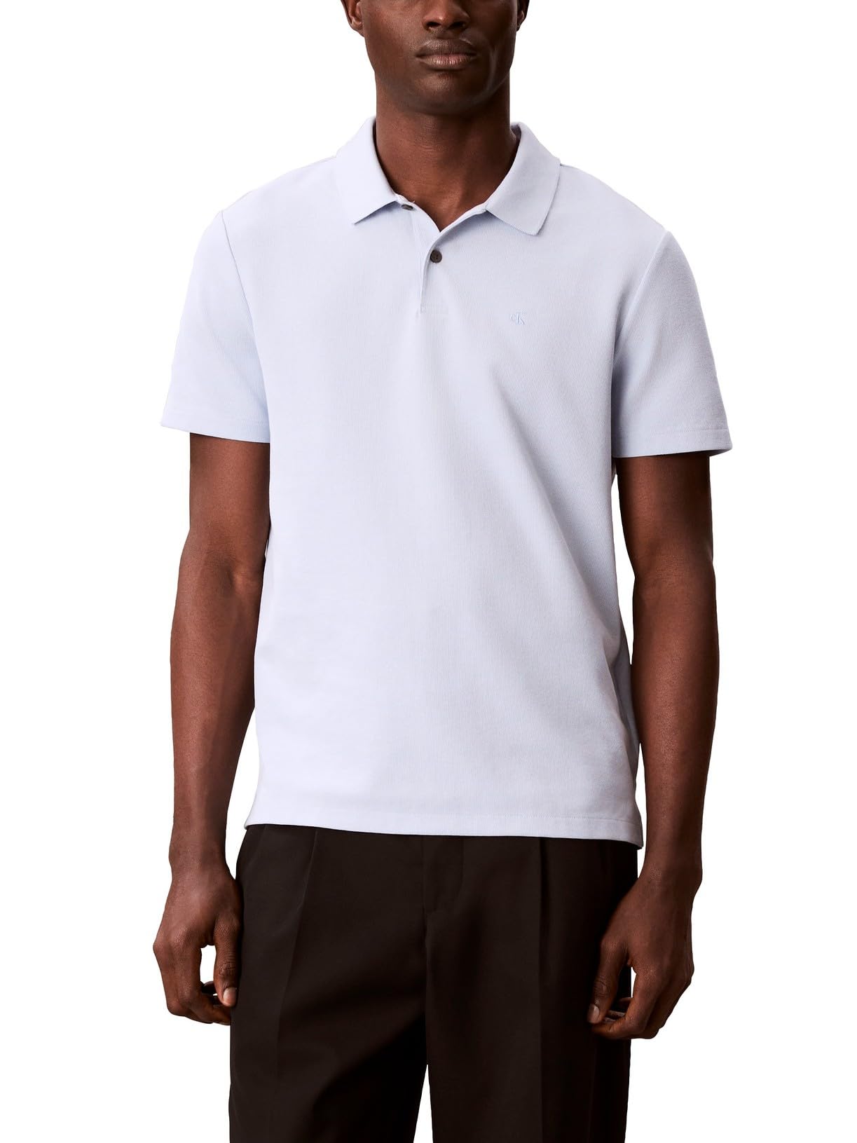 Calvin Klein Men’s Micro Waffle Polos Breezy Blue