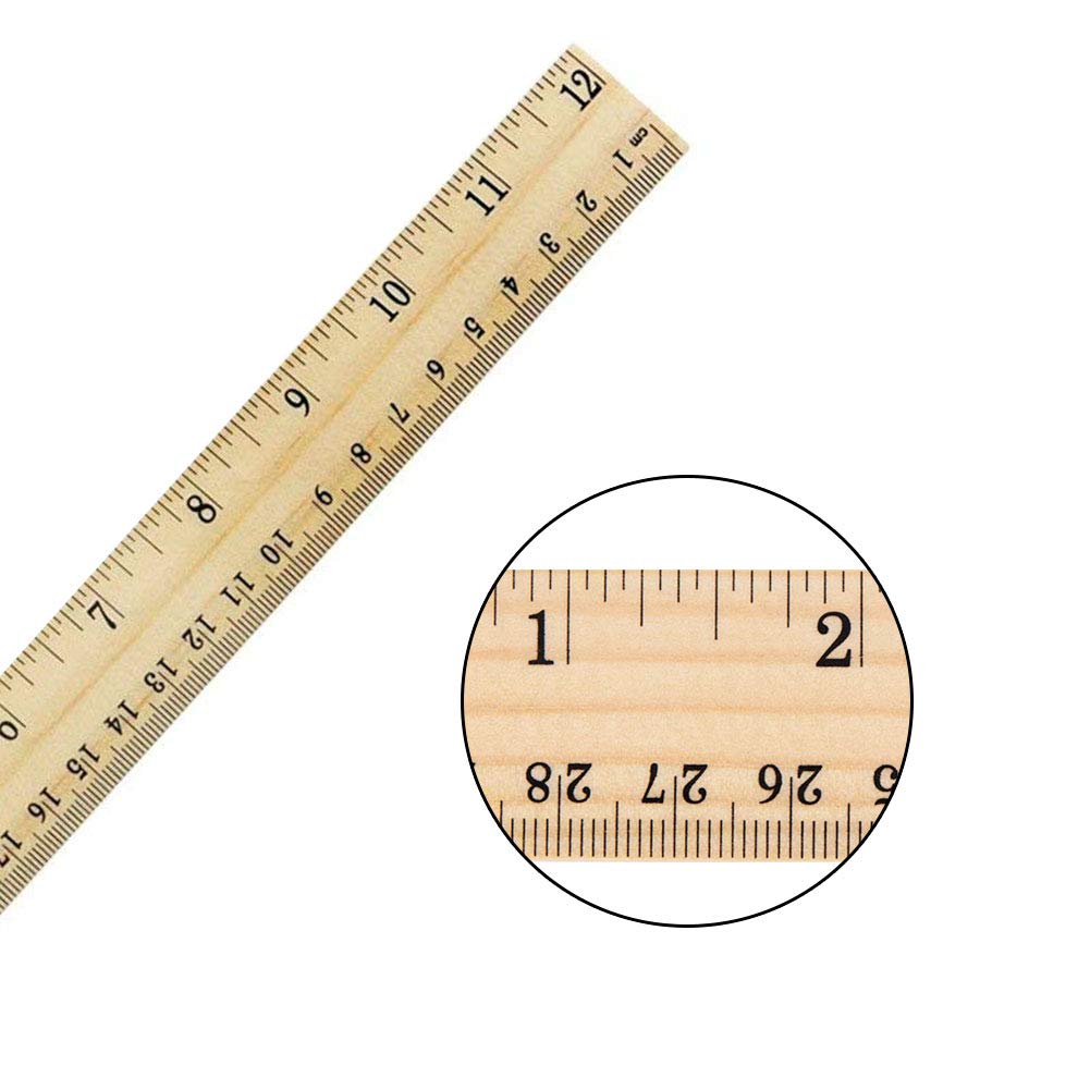 LovesTown 60 Packs Wood Rulers,2 Scale 30cm & 12inch Student Rulers Wooden School Rulers Office Ruler Measuring Ruler for Students Teachers Experiments Crafts