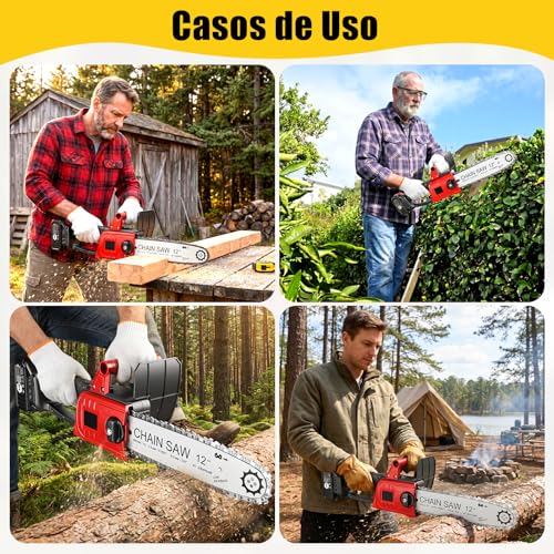 Mini Motosierra Inalámbrica de Mano de 12 Pulgadas,Motosierra Inalmbrica Portátil y Funcional,Motosierra Eléctrica de Con 2 Baterías 21v,para Poda de árboles,Jardinería