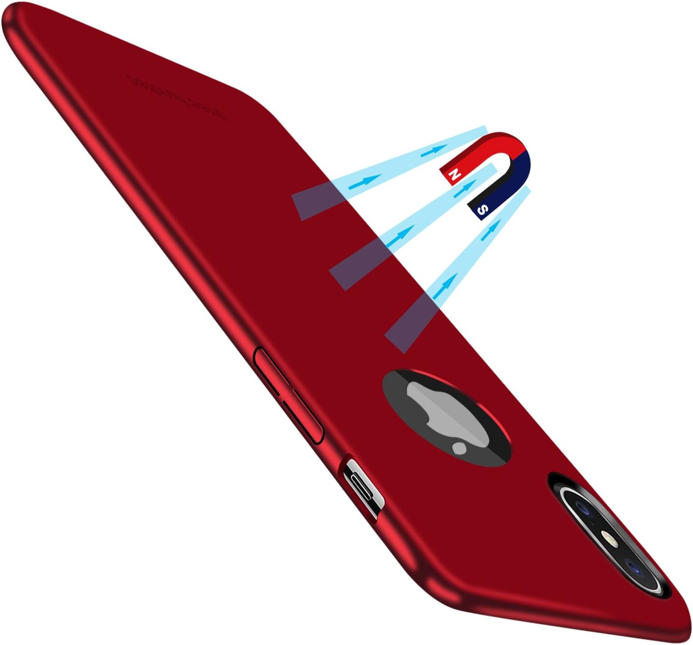 ThreeHundred Slim Fit iPhone X Case with Premium Matte Finish Coating Excellent Grip and Work with Magnetic Car Mount [B-MP] Compatible for Apple iPhone X (2017) - Metallic Red